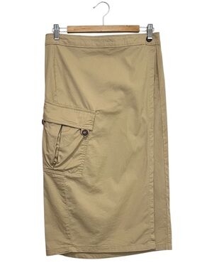 Sanctuary Wrap Front Cargo Pocket Khaki Midi Skirt